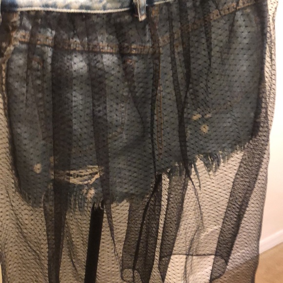 2 in 1 mesh skirt with jeans short mid length black color very good condition - Picture 6 of 10